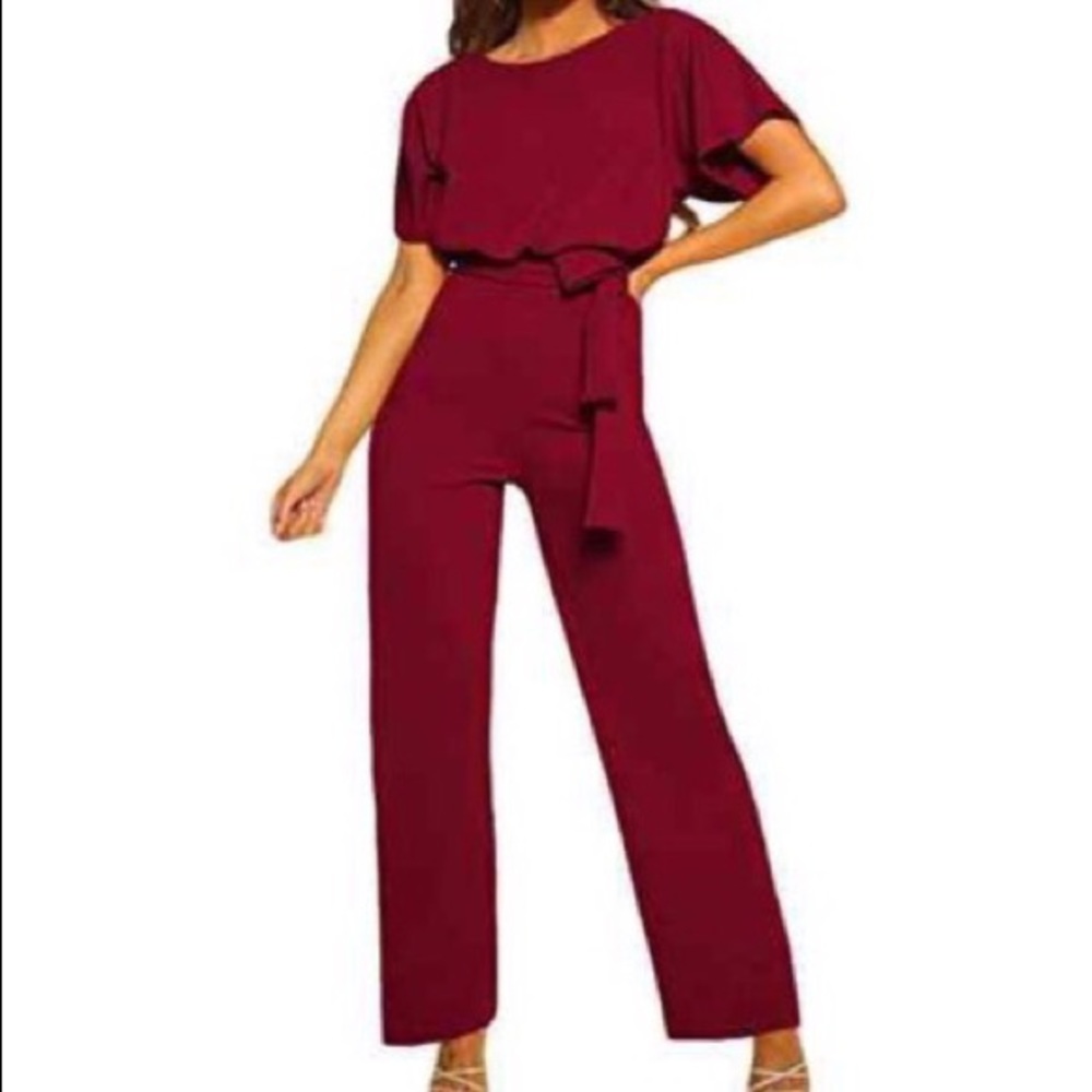 Burgundy/red dressy pant romper NEVER WORN